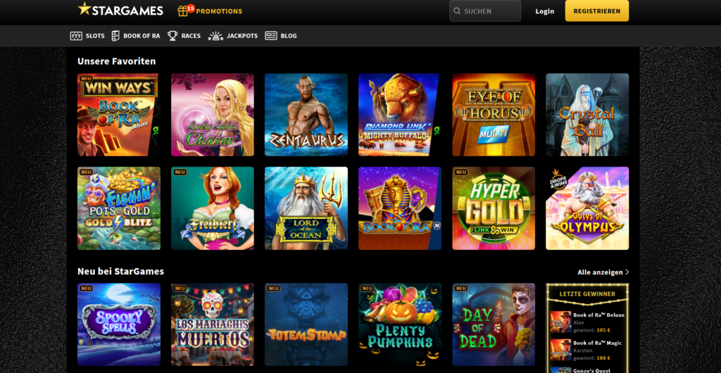 StarGames interface